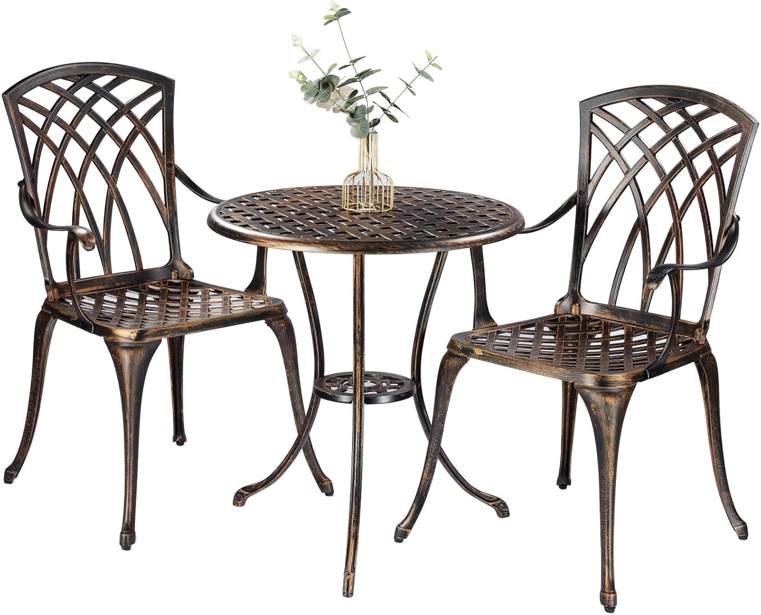 Outdoor Furniture Aluminum - Bronze rust-resistant cast aluminum 3-piece outdoor