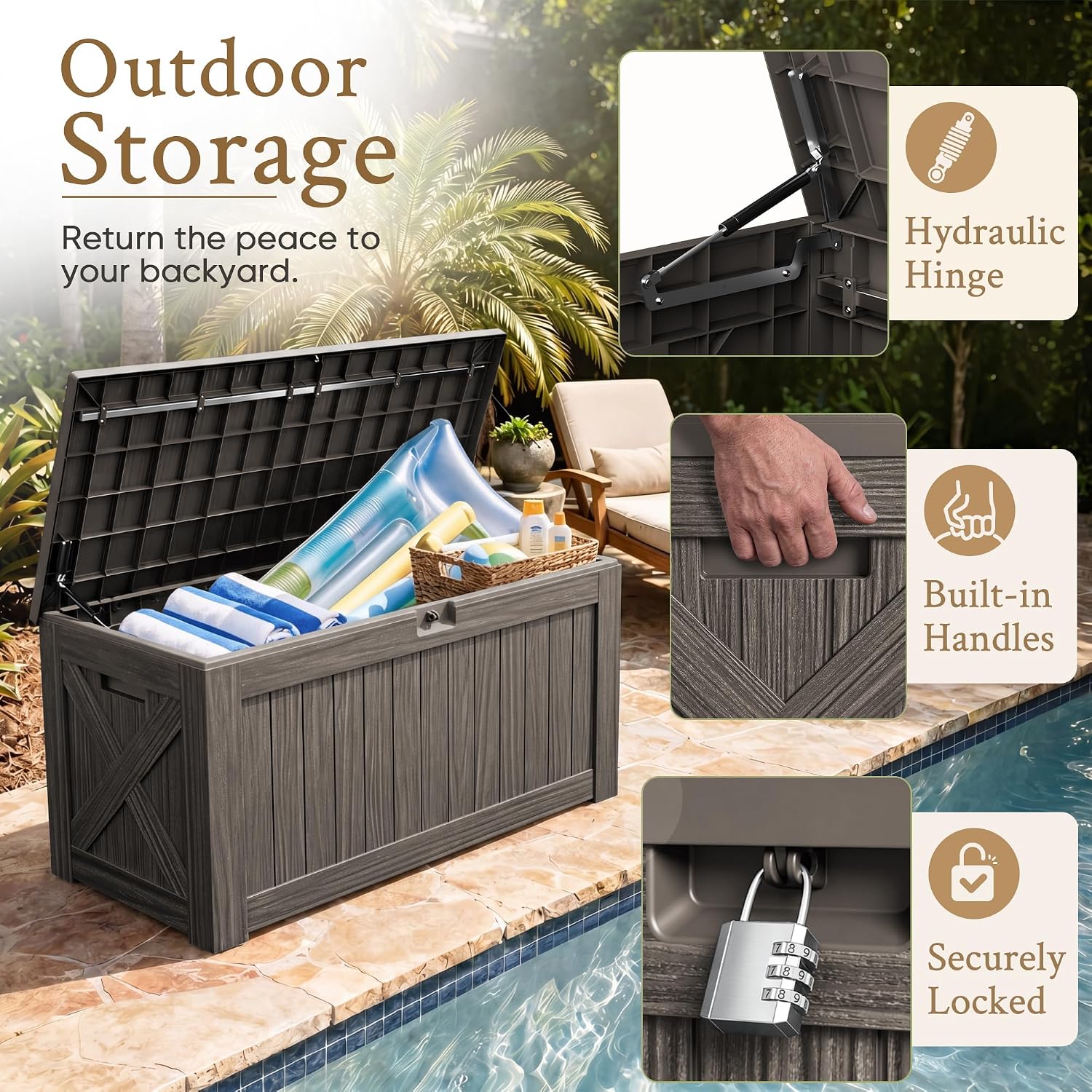 120 Gallon Large Deck Box Outd - Outdoor Furniture For Pool ulasan dan harga